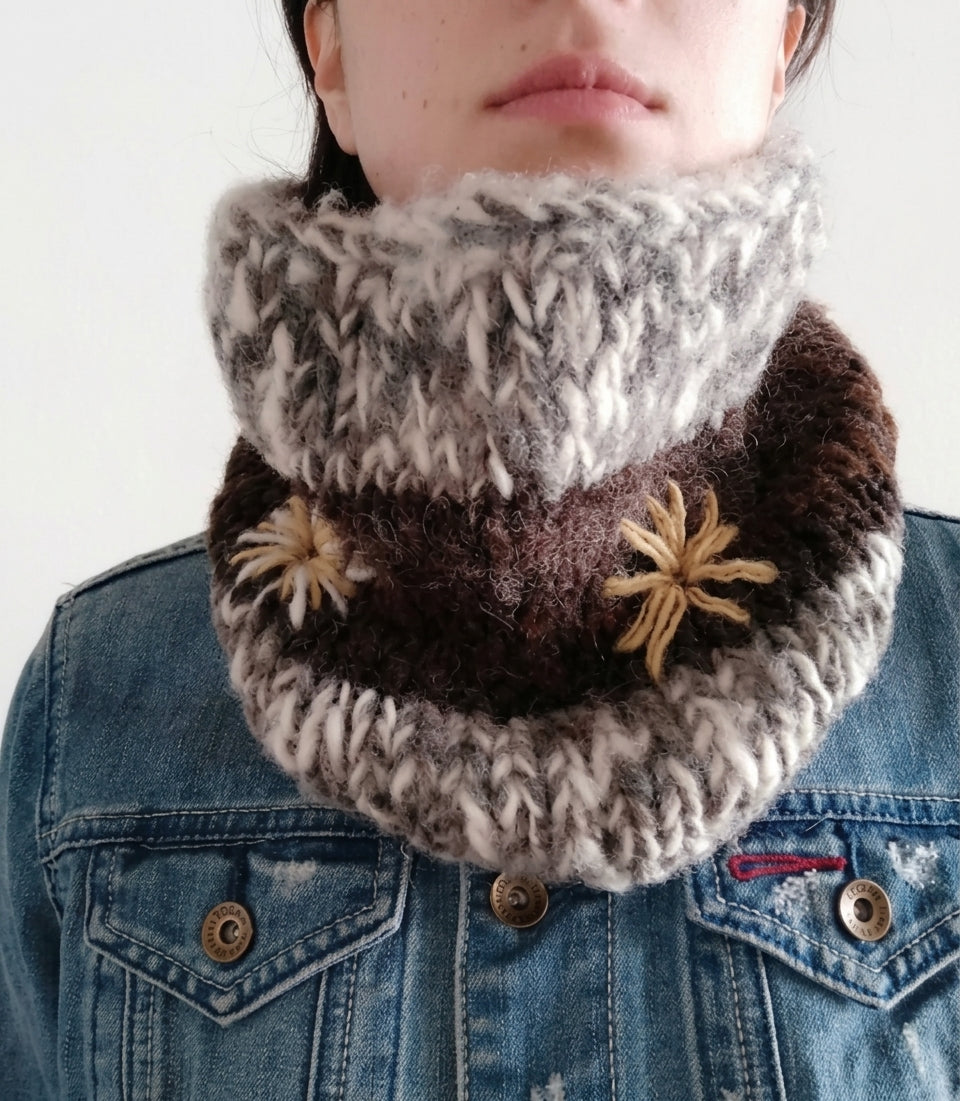 Cuello tejido de lana chilota