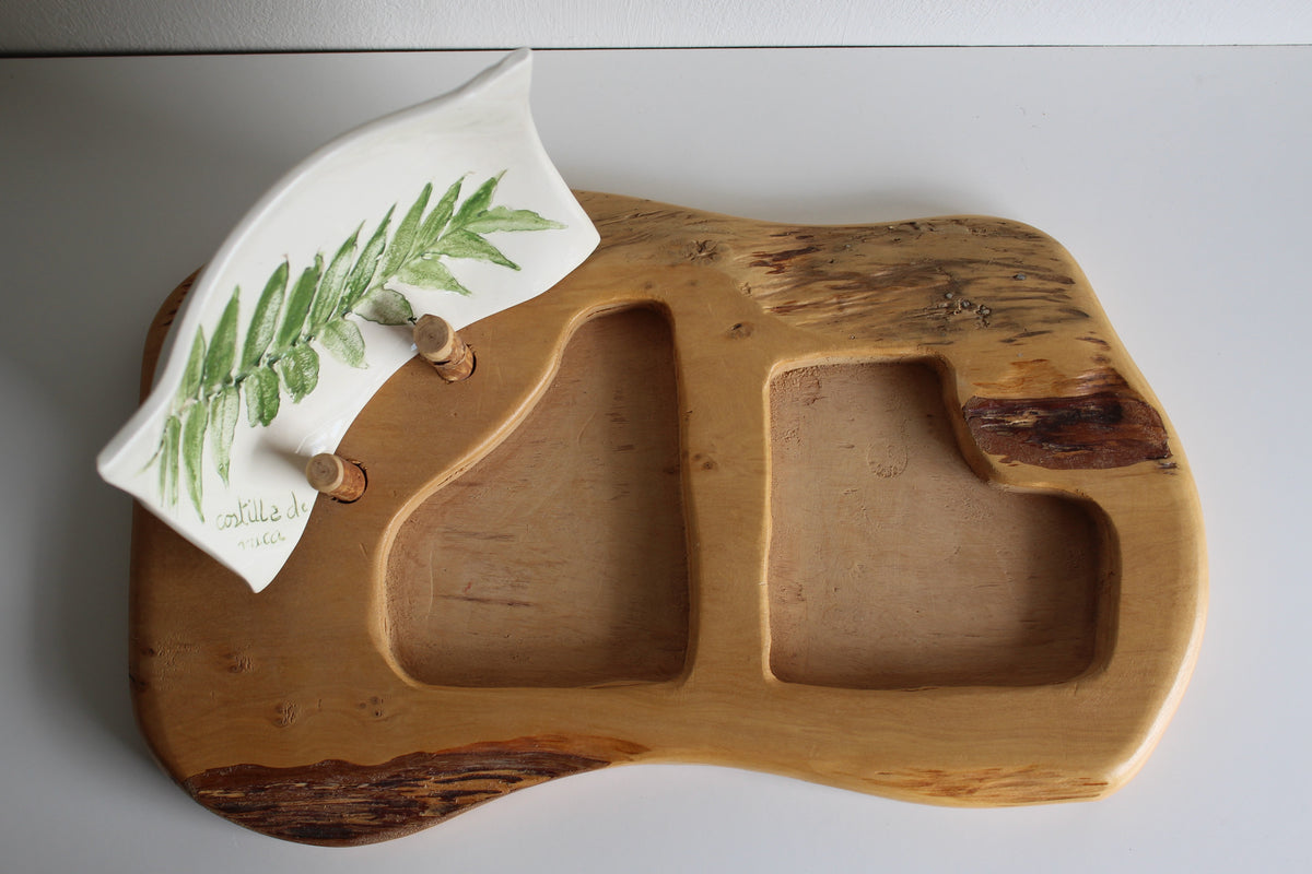 Plato con Tabla de Picar, Cerámica y Madera