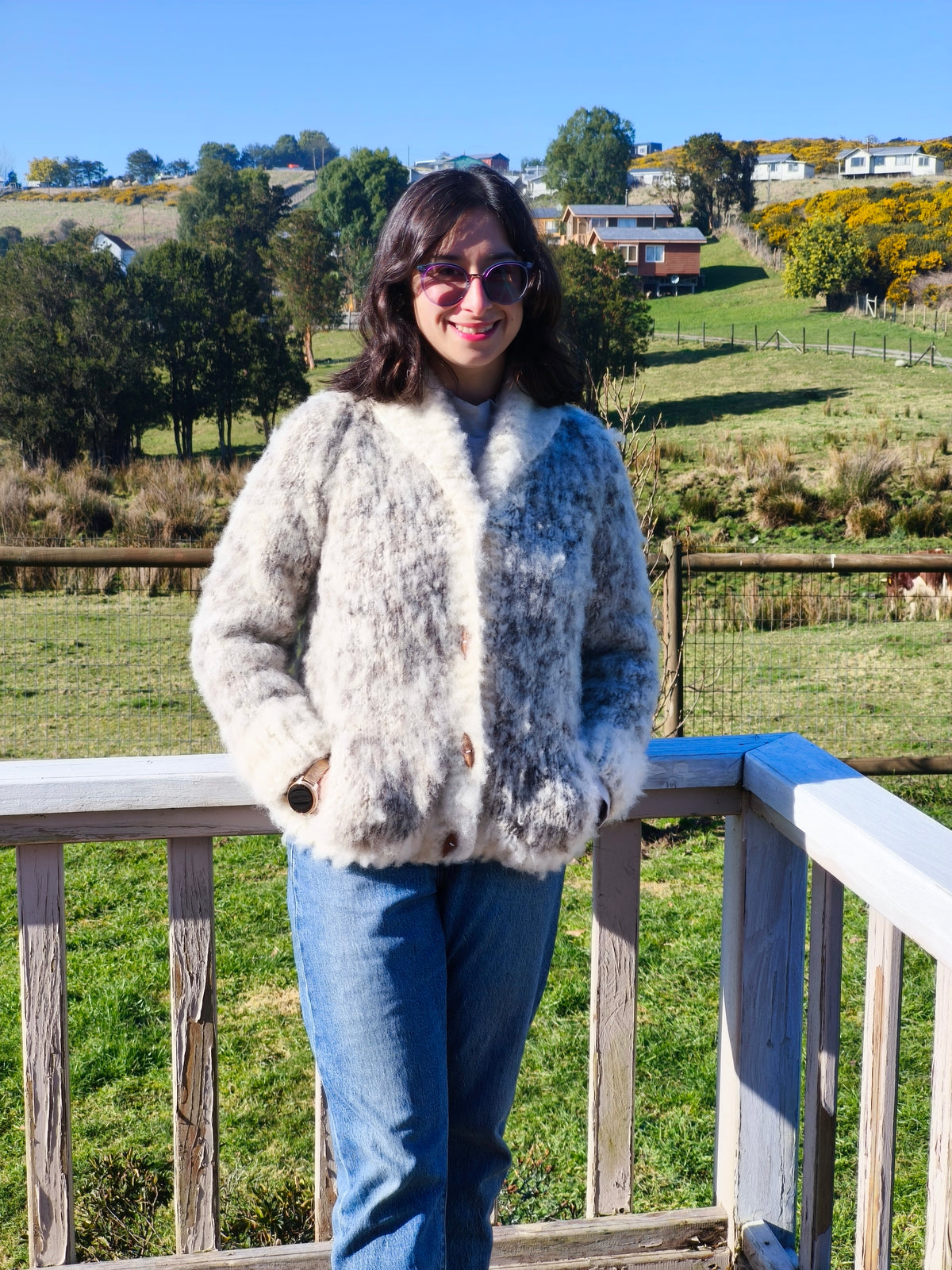 Cardigan Artesanal de Lana de Oveja, Sur de Chile