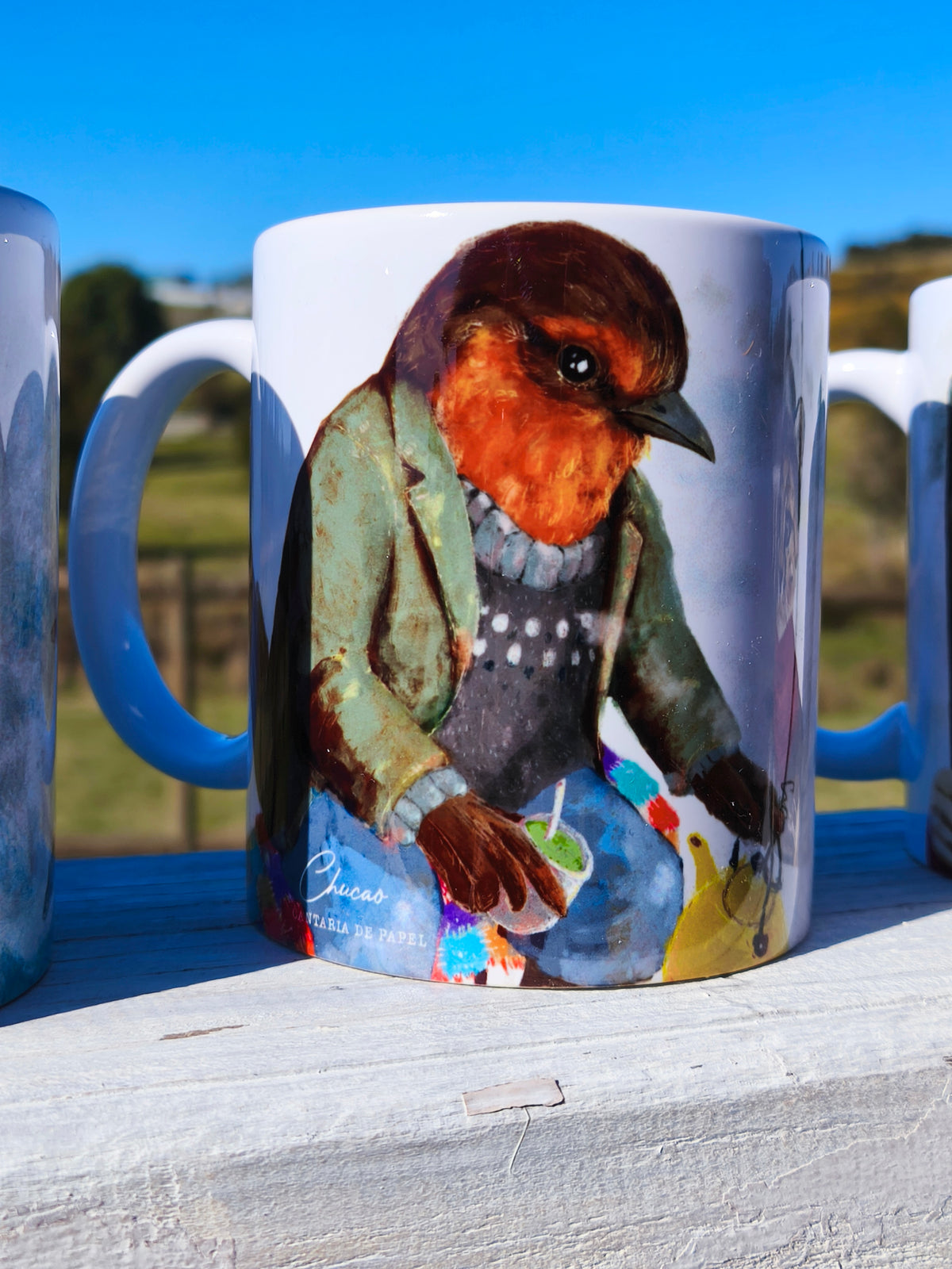 Taza Ilustrada de Autor, Fauna de Chiloé, Cerámica 325 ml