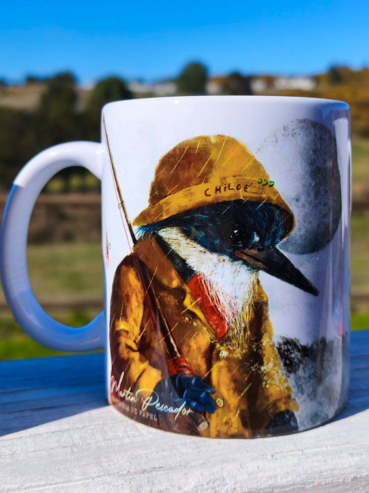 Taza Ilustrada de Autor, Fauna de Chiloé, Cerámica 325 ml