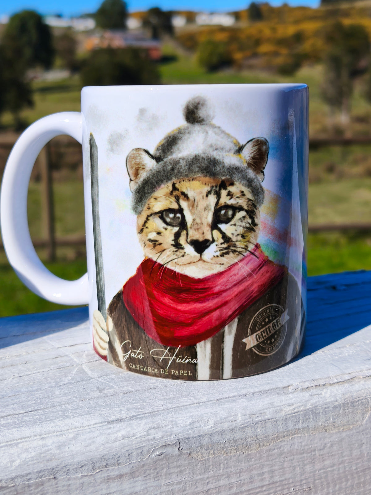 Taza Ilustrada de Autor, Fauna de Chiloé, Cerámica 325 ml