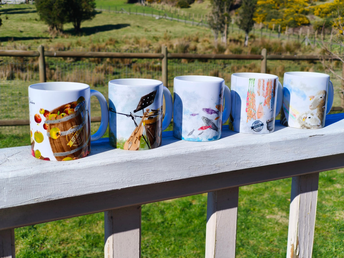 Taza Ilustrada de Autor, Fauna de Chiloé, Cerámica 325 ml